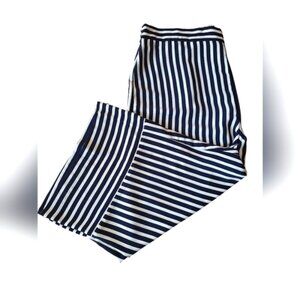 Joseph Ribkoff Navy and White Striped Wide Leg Culotte Pants
